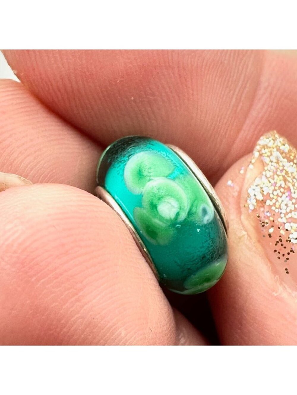 Pandora Kiss Me Im Irish Green Murano Glass Charm 925 ALE Sterling Silver